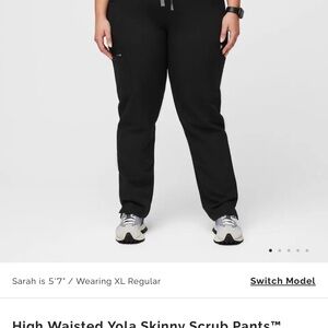 Figs High Waisted Yola Skinny Scrub Pants Black Size XL